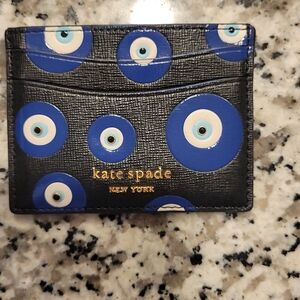 Kate Spade Black and Blue Circle Card Holder